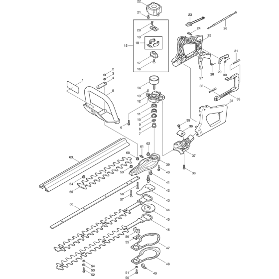 Cutter and Handle Assembly for Makita HTR4901 Hedge Trimmers