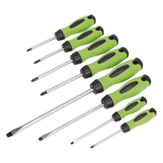 Screwdriver Set 8pc Hi-Vis Green Sealey Part No. HV001