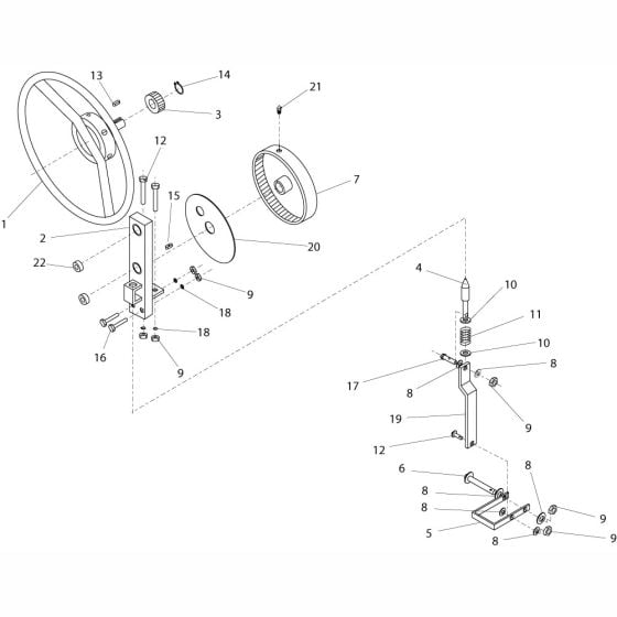 Handwheel Assembly for Altrad Belle BWE150 BWE200 BWE250 Upright Mixers