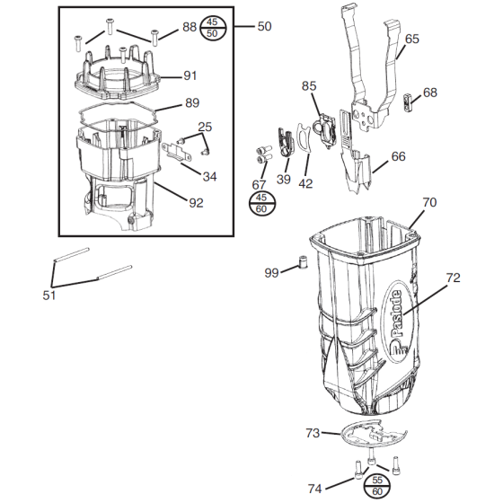 Housing Assembly for Paslode IM350+ NiCD NiMH Nail Guns (14801)
