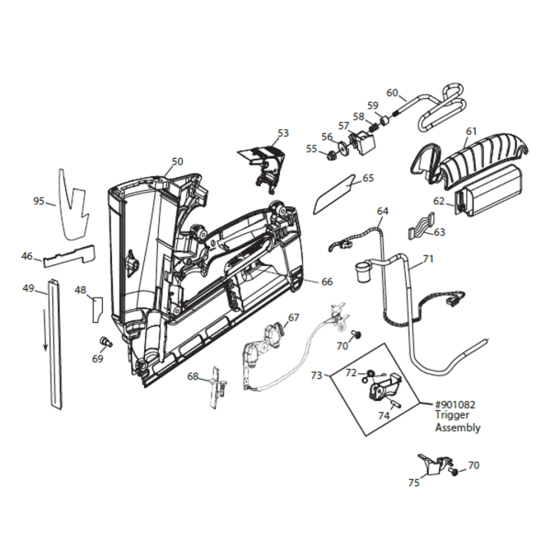 Right Handle Assembly for Paslode IM65A F16 Lithium Nail Guns (13313)