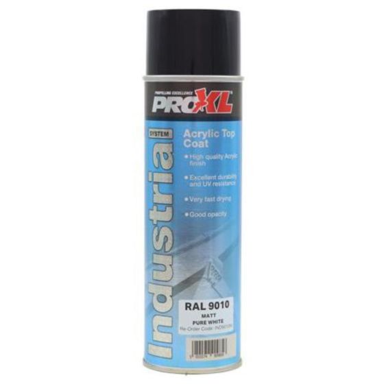 Proxl Industrial - Acrylic Topcoat Aerosol - Ral 9010 Pure White Matt (500ML)