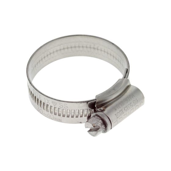 PCL Jubilee Hose Clip Size 1x (30-40mm) 304 Stainless Steel (Box of 10) - JC3040/ST