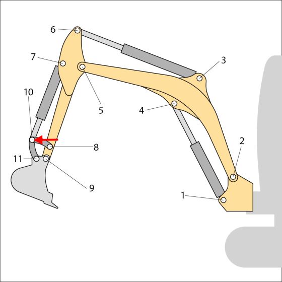 Pin (Position 10 Link) for JCB 8055ZTS Mini Excavators - Non-Genuine