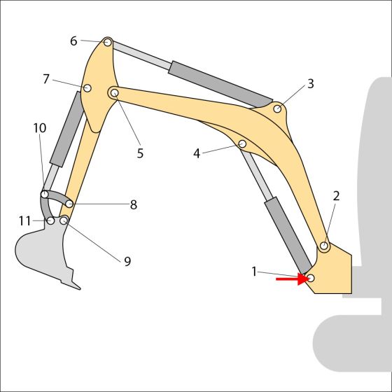 Pin (Position 1) for JCB 8085 ZTS Mini Excavators - Replaces 811/90431