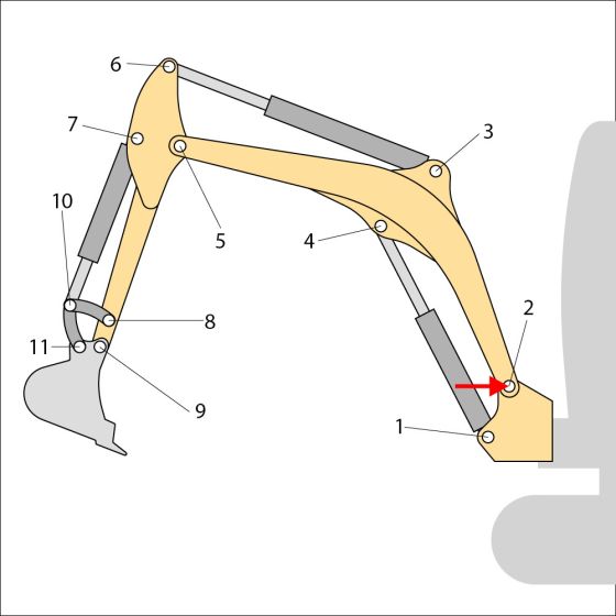 Bush (Position 2) for JCB 15C-1, 16C-1 Mini Excavator - Replaces 401/K3946