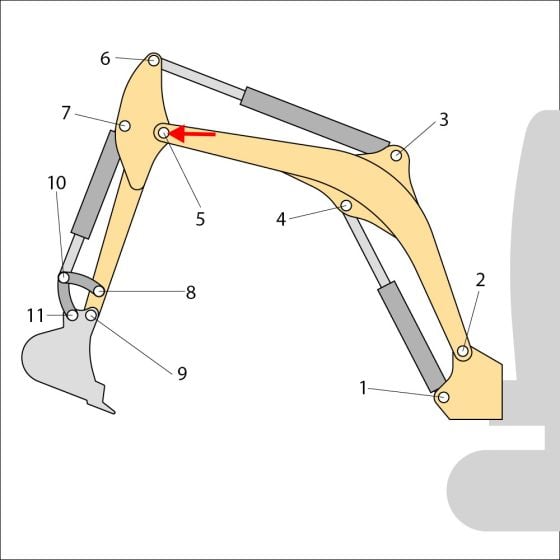 Position 5 Pin for JCB 16C-1 Mini Excavator