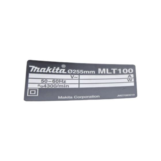Name Plate for Makita MLT100 Table Saw - OEM No. JM27080019
