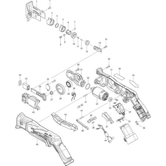 Main Assembly for Makita JR100D Cordless Reciprocating Saws