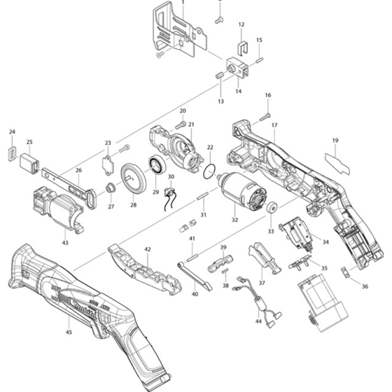 Main Assembly for Makita JR102D Cordless Reciprocating Saws