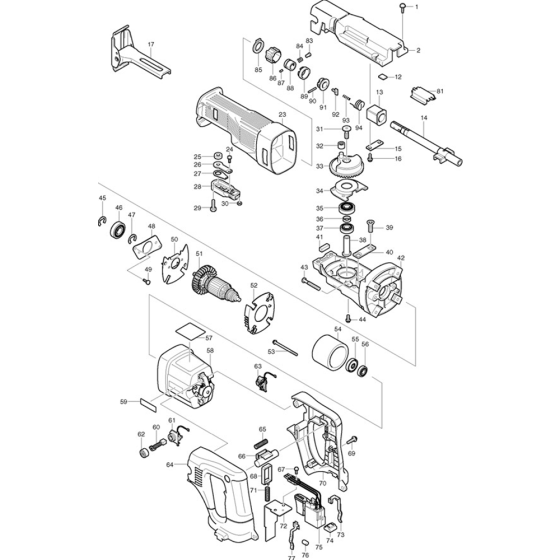 Main Assembly for Makita JR140D Cordless Reciprocating Saws