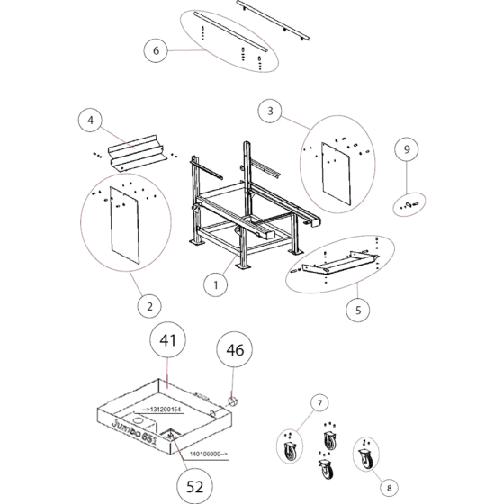 Main Frame Assembly for Norton Clipper Jumbo-651-230V Table Saw