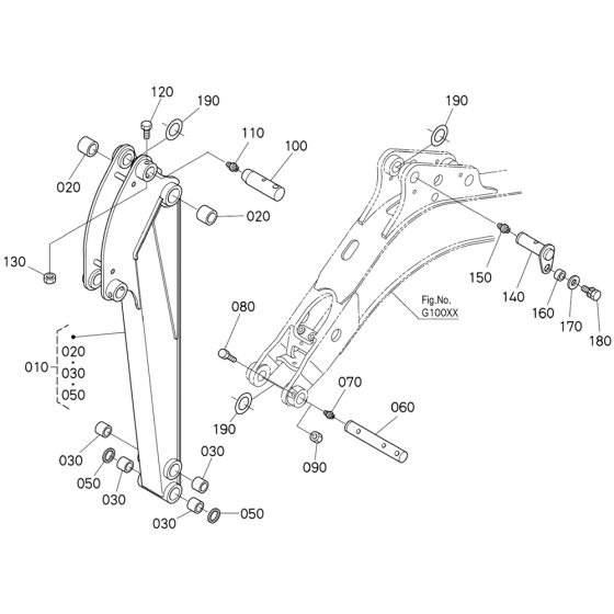 Dipper Arm Assembly for Kubota K008-5 Mini Excavator