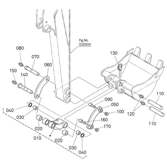 Bucket Link Assembly for Kubota K008-5 Mini Excavator