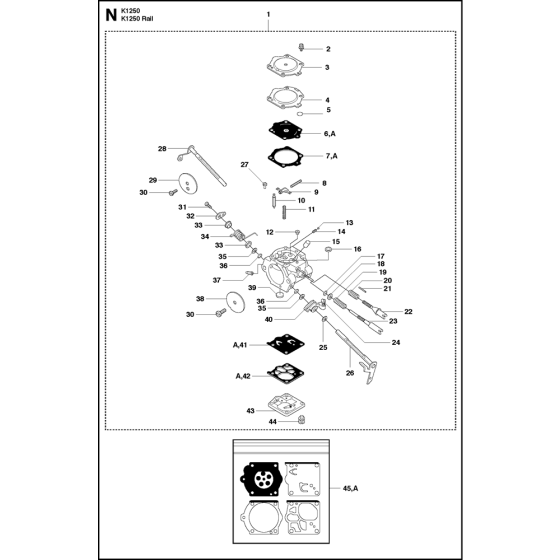 Carburetor Details Assembly for Husqvarna K1250 Active Disc Cutters