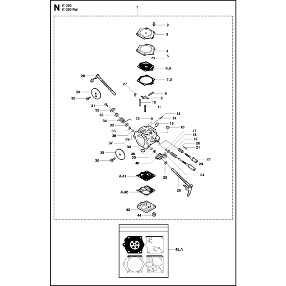 Carburetor Details Assembly for Husqvarna K1260 Disc Cutters