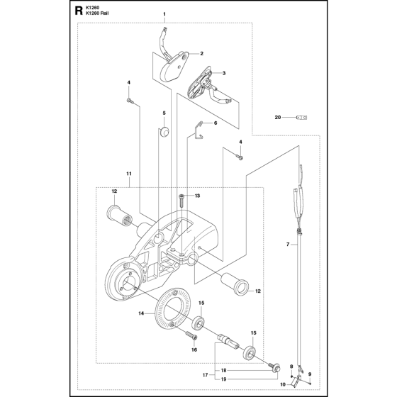 Housing Assembly for Husqvarna K1260 Rail Disc Cutters