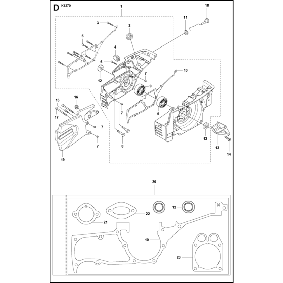 Crankcase Assembly for Husqvarna K1270 Disc Cutters