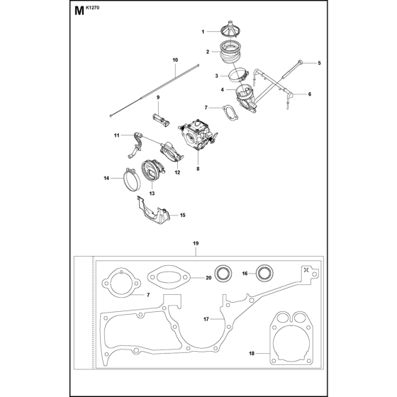 Carburetor Assembly for Husqvarna K1270 Disc Cutters