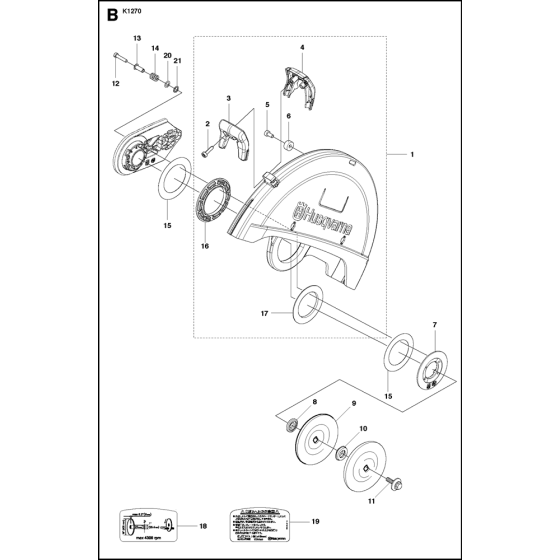 Guards Assembly for Husqvarna K1270 Disc Cutters