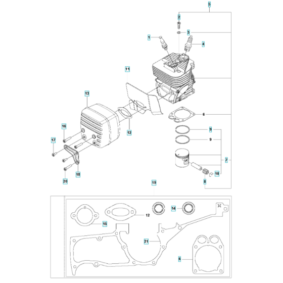 Cylinder, Piston, Muffler Assembly