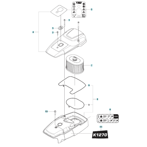 Air Filter for Husqvarna K1270 II