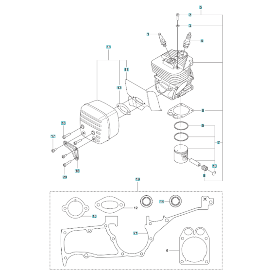 Cylinder, Piston, Muffler Assembly