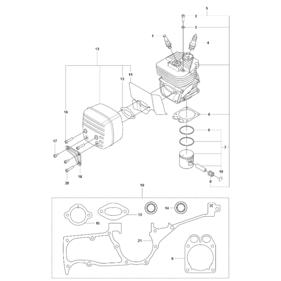 Cylinder, Piston, Muffler Assembly