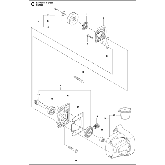 Gears Assembly for Husqvarna K3000 Cut N Break Disc Cutters