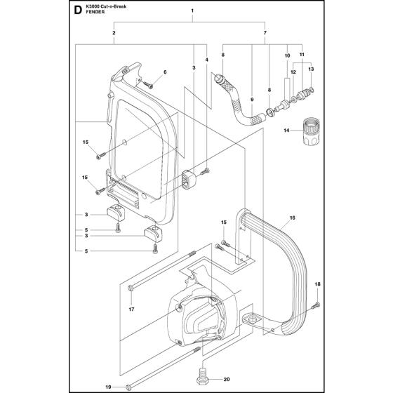 Handle Assembly for Husqvarna K3000 Cut N Break Disc Cutters