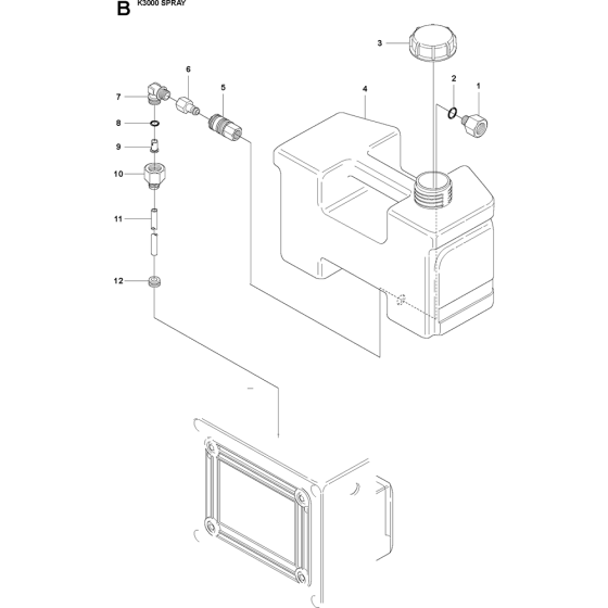 Water Tank Assembly for Husqvarna K3000 Spray Disc Cutters