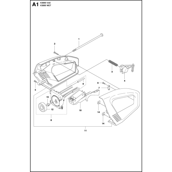 Handle Assembly for Husqvarna K3000 Wet Disc Cutters