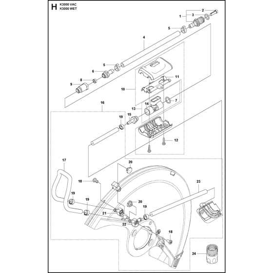 Hose Assembly for Husqvarna K3000 Wet Disc Cutters