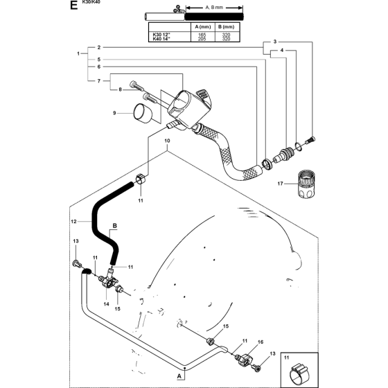 Wet Cutting Kit Assembly for Husqvarna K40 Disc Cutters