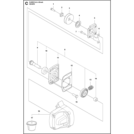 Gears Assembly for Husqvarna K4000 Cut N Break Disc Cutters