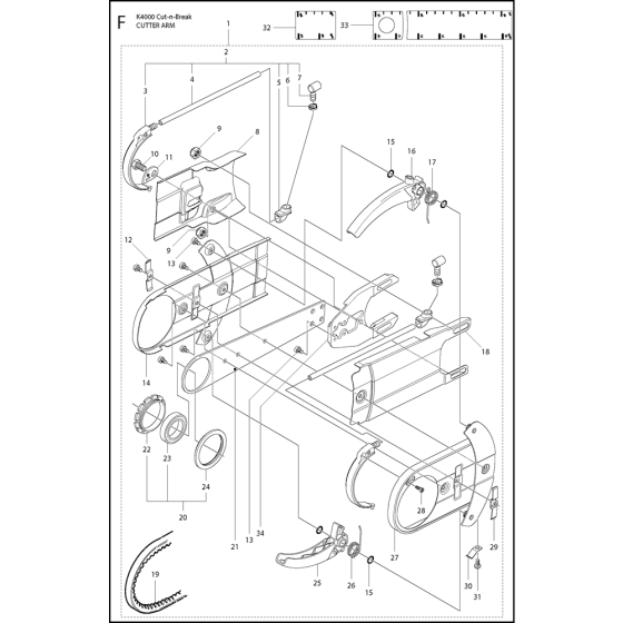 Cutter Arm Assembly for Husqvarna K4000 Cut N Break Disc Cutters