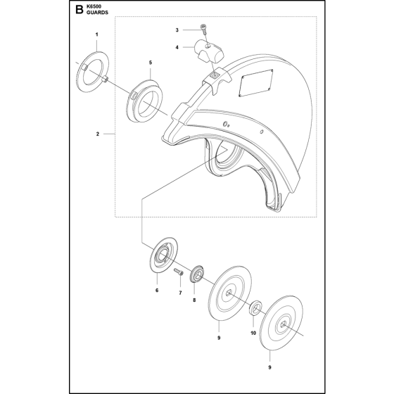 Guards Assembly for Husqvarna K6500 Disc Cutters