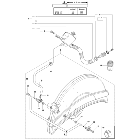 Hose Assembly for Husqvarna K760 Disc Cutters