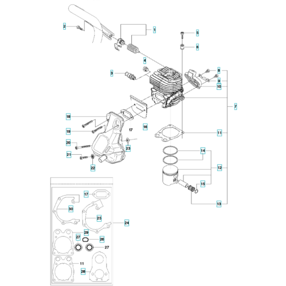 Cylinder, Piston, Muffler Assembly