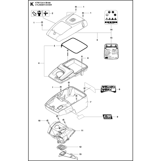 Cylinder Cover Assembly for Husqvarna K760 Cut N Break Disc Cutters