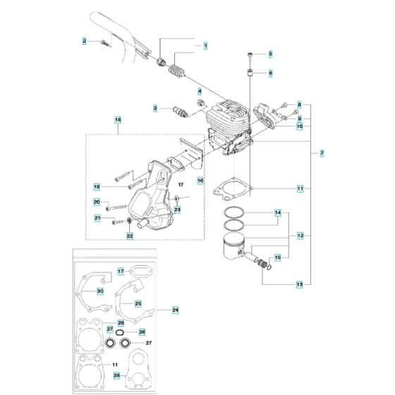 Cylinder, Piston, Muffler Assembly