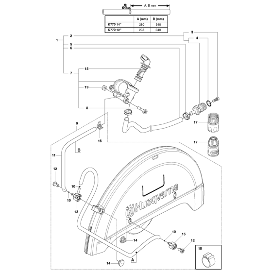 Hose Assembly for Husqvarna K770 Disc Cutters