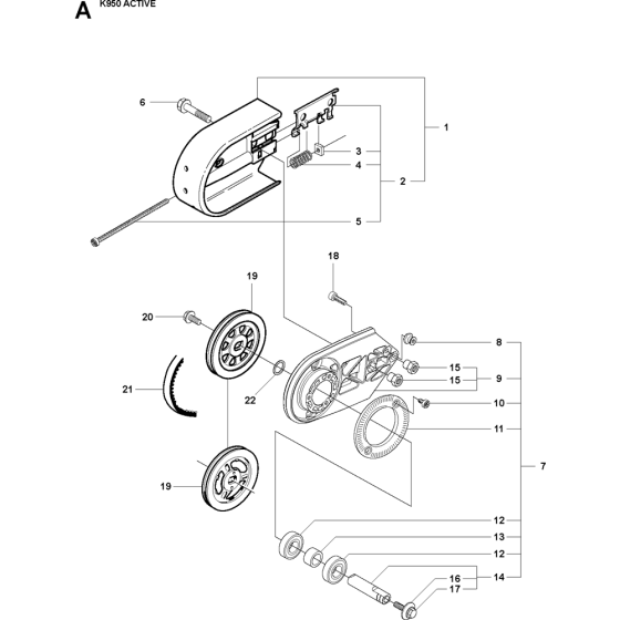 Belt Guard & Pulley Assembly for Husqvarna K950 Disc Cutters