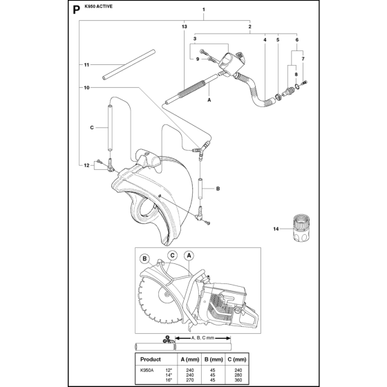 Water Hose Kit Assembly for Husqvarna K950 Disc Cutters