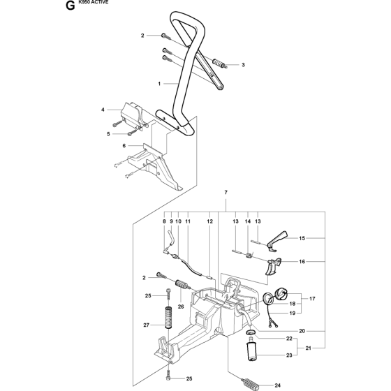 Fuel Tank & Handle Assembly for Husqvarna K950 Disc Cutters