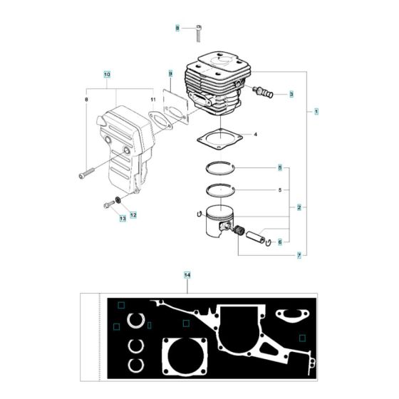Cylinder, Piston, Muffler Assembly