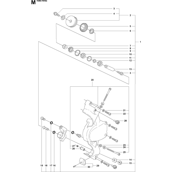 Lever Assembly for Husqvarna K950 Ring Disc Cutters