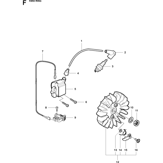 Ignition System Assembly for Husqvarna K950 Ring Disc Cutters