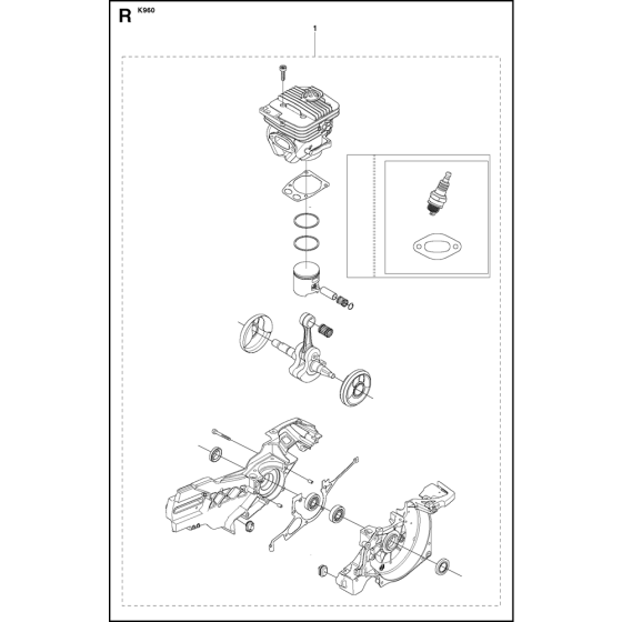 Short Block Assembly for Husqvarna K960 Disc Cutters