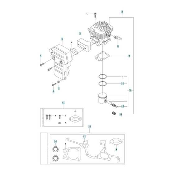 Cylinder, Piston, Muffler Assembly